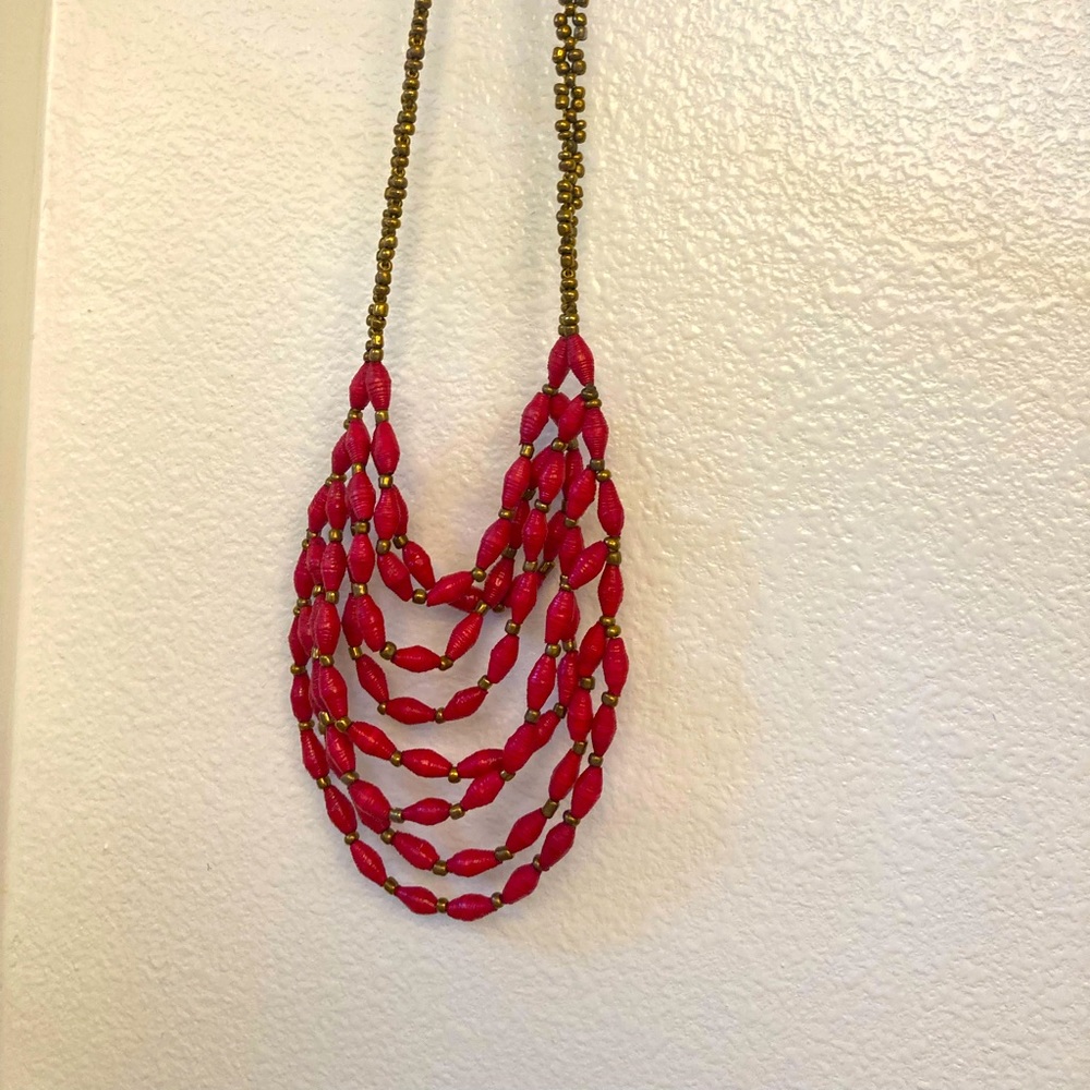 -Noonday Latifa paper beaded necklace. Handmade in Uganda. Fair-Trade